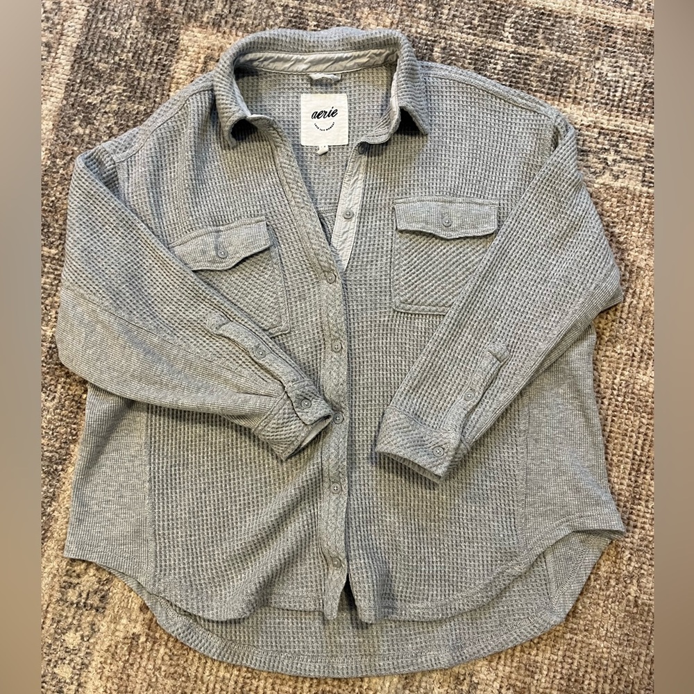 Aerie lumberjane waffle knit button up
